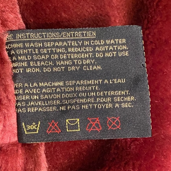 Vintage Y2K NOVELTI Red Faux Suede Faux Fur Trim Longline Penny Lane Coat L - Picture 11 of 12